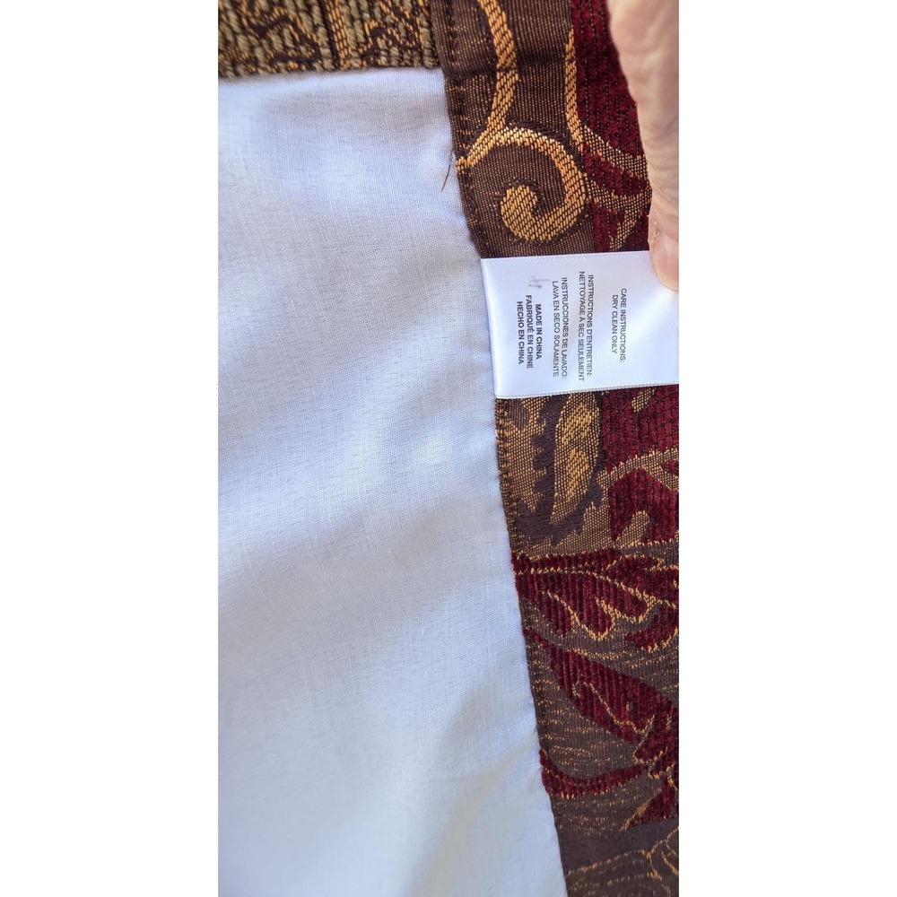 Croscill Galleria Window Curtain Panel Burgundy Gold Tapestry Patchwork Jacquard - Picture 7 of 7